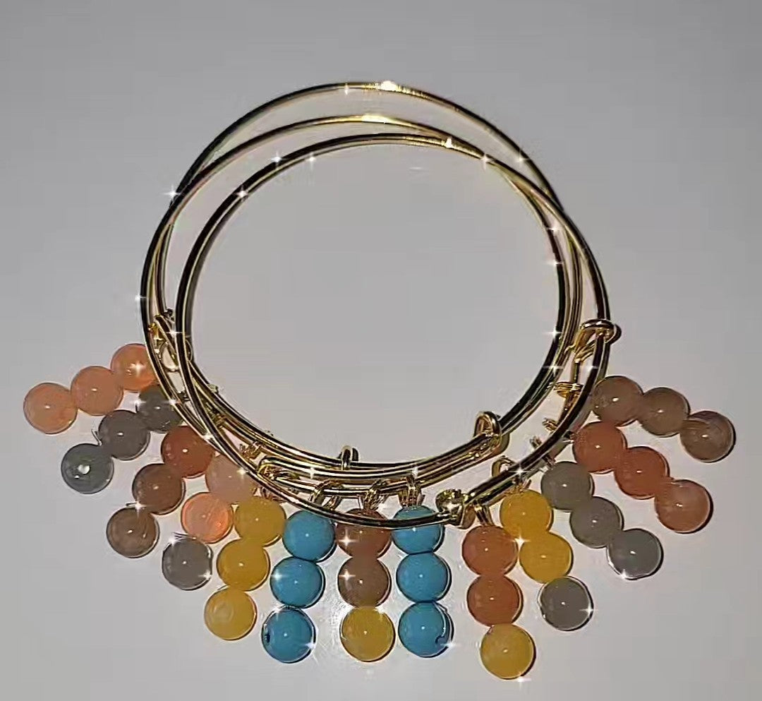 Shades Of Earth With A Touch Of Blue Sky Adjustable Bracelets